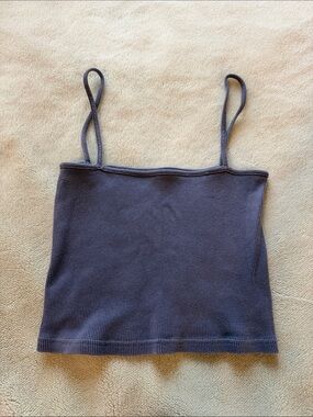 Brandy Melville Women’s Ribbed Spaghetti Strap Tank Top - Charcoal Gray/Purple